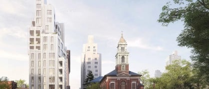 The 14-story Nine Chapel luxury condominium is a new development in Downtown Brooklyn.